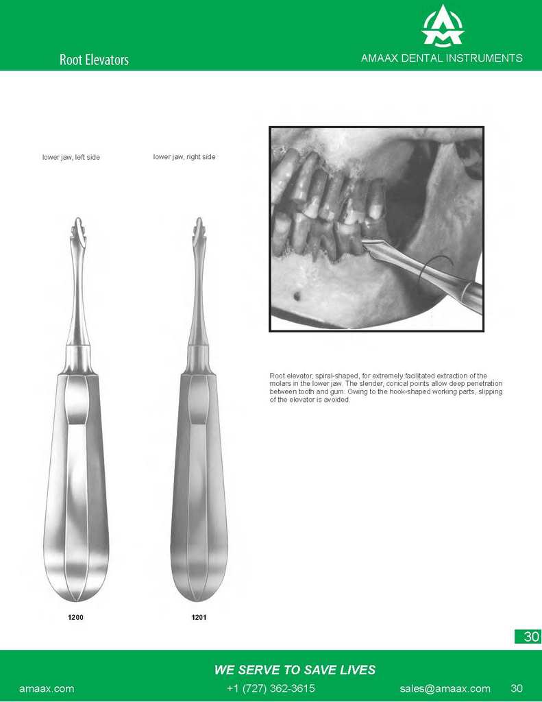 D030 Dental Root Elevators lower jaw left side right side