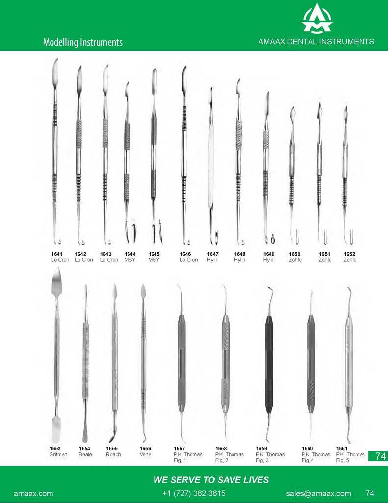 D074 Dental modelling instruments Le Cron Hylin Zahle Gritman Beale Vehe Pk Thomas